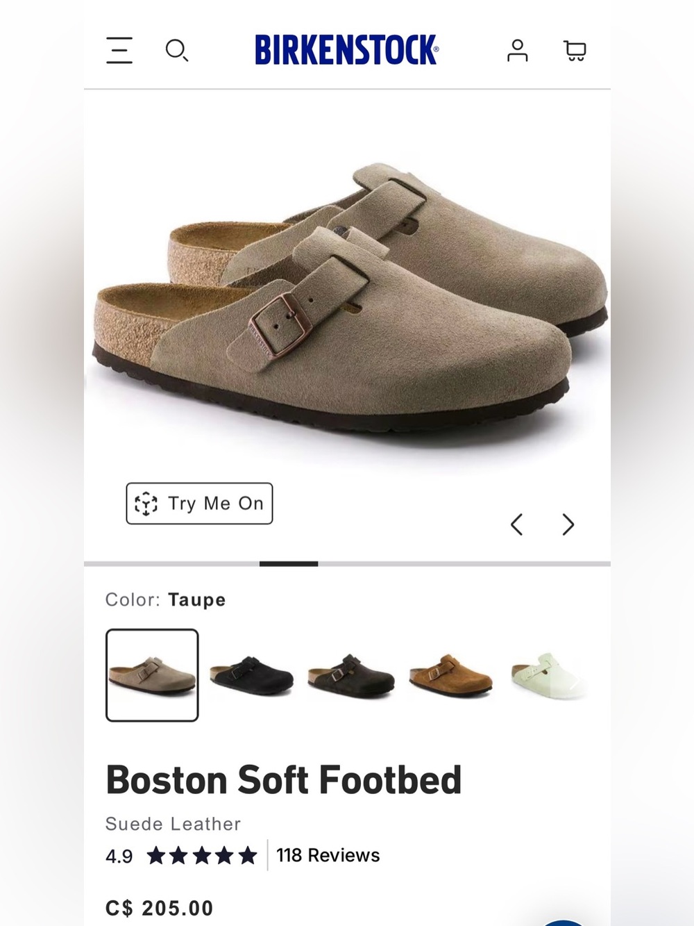 $231 Birkenstock Boston Suede Clogs – Taupe – EU 38 / Size 7